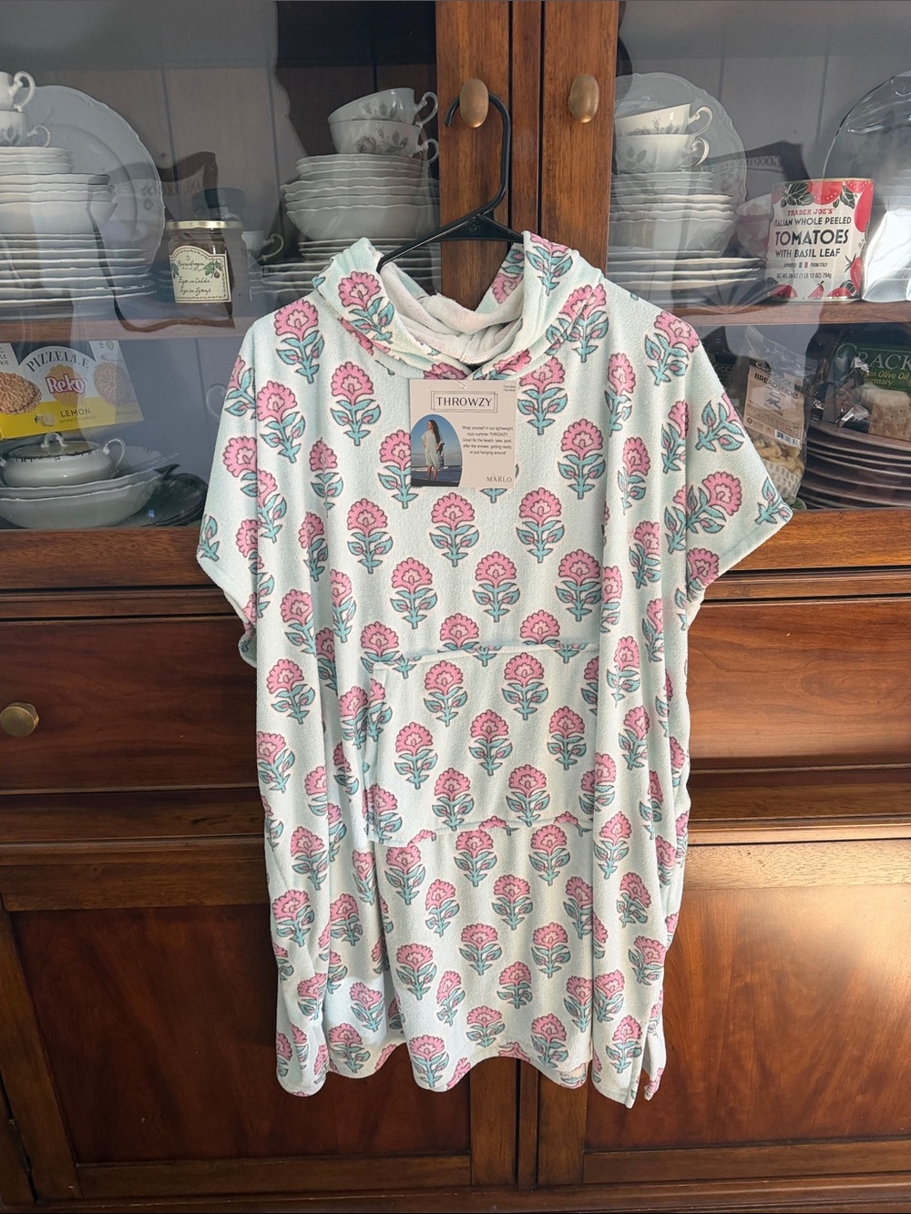Women's Floral Swim Coverup - Pink on Cream